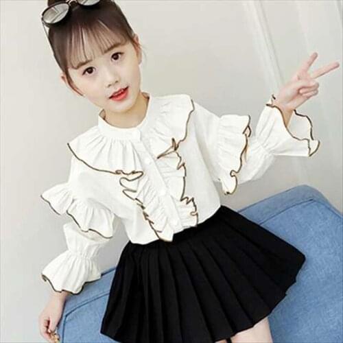 3 Color New Girls Clothing Set 2019 Summer Girls Clothes Kids Blouse+ Short Dress 2PCS Suits For Girls Clothes 4 6 8 10 12Years