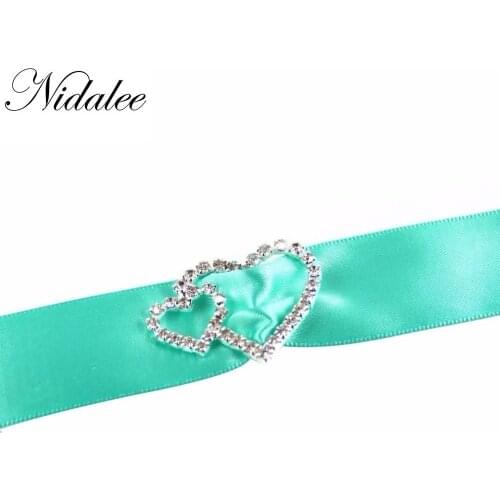 38mm 1 1/2" Diamante Double Heart Crystal Buckles / Ribbon Sliders perfect for wedding invitations