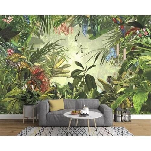 Beibehang Custom 3D Rainforest Plantain Tiger Parrot Photo Wallpaper Mural Living Room Restaurant Cafe Bar Background Mural