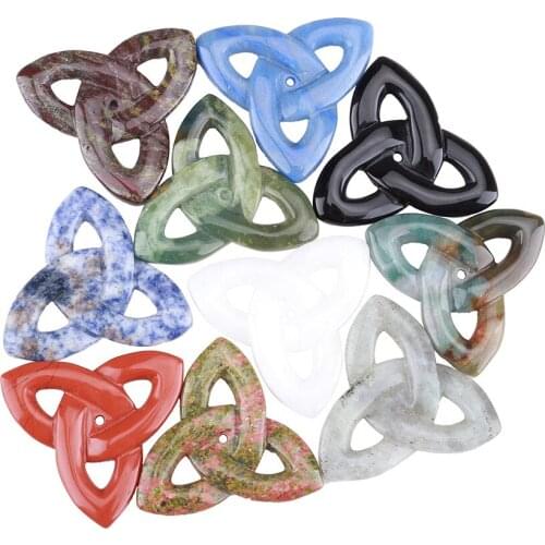 6PCS High Quality Triangle Necklace Pendants Natural Stone Pendant Druzy Reiki Chakra Pendulum High Quality For Wholesales