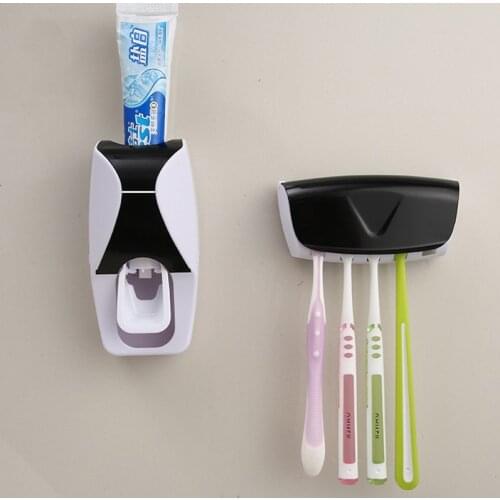 Automatic Toothpaste Dispenser Toothbrush Holder Storage Rack Wall Mounting Type Creative Rack Bathroom Toothpaste Squeezer