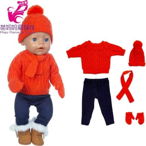 Babe doll clothes warm sweater 18 inch American og journey girl doll scarf hat gloves Christmas set for dolls clothes