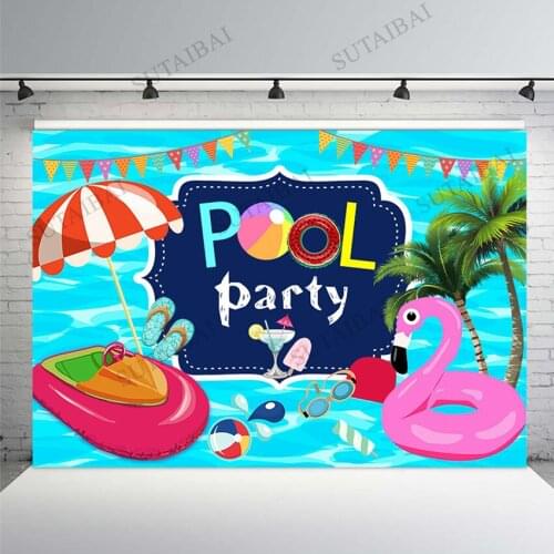 Pool Party Photo Backdrop Kids Birthday Photography Background Summer Swimming Pool Vinyl Custom Photography Backdrops Studio