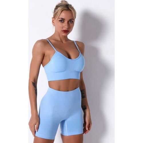 Seamless Yoga Sets Women Gym Clothes Running Sportswear High Waist Fitness Shorts+Sports Bra 2 Piece Workout Sports Suit