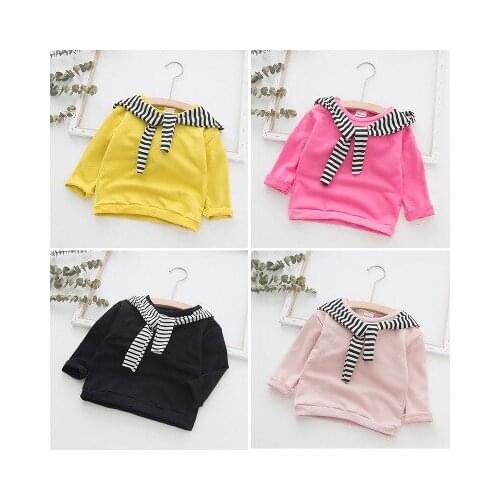 Childrens Clothing Baby Girl Striped T Shirt Clothes Kids Long Sleeve Hooded Cotton T Shirt Kids Pullovers Top Tees for Girls