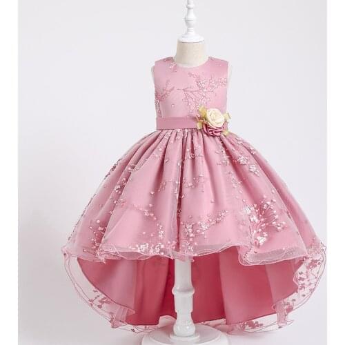 Children Tutu Princess Birthday Party Prom Trailing Pink Wedding Evening Summer Dress Gown Vestidos Baby Girls Clothes 10 Years
