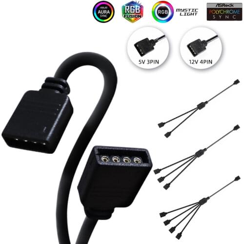 50cm Extension Cable MOD Interface 5V3PIN 12V4PIN Extender Water Cooler Custom 30cm Motherboard AURA Splitter PVC Line RGB Hub