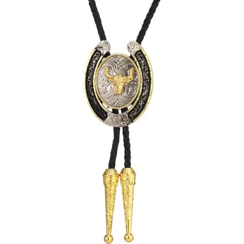 KDG Western Cowboy Zinc Alloy Two-color Animal Pendant Necklace Simple Wild Necklace Leather Leather Cord