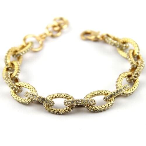 Classic Mini Crystal Pave Link Bracelet Bangle Fashion Full Rhinestone Jewelry for Women