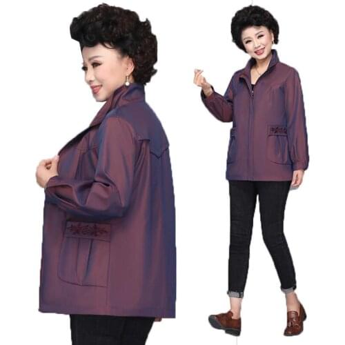 Mothers Chic Jacket Women Middle-Aged Elderly Female Coat Tops Spring Autumn Elegant Jackets Large Size 5XL Casual Outerwear