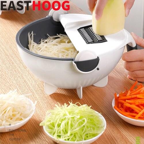 Multifunctional Magic Rotate Vegetable Cutter With Drain Basket Kitchen Veggie Fruit Shredder Grater Slicer Kitchen Gadget Set