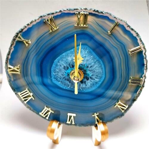 Natural Agate Slice Pendulum Multi-Color Optional Agate Stone Clock Modern Home Crystal Decorations Gift Set