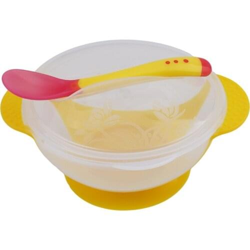 2020 New 1Set Baby Learning Dishes With Suction Cup Assist Food Bowl Infant Temperature Sensing Feeding Baby Tableware Hot Sale