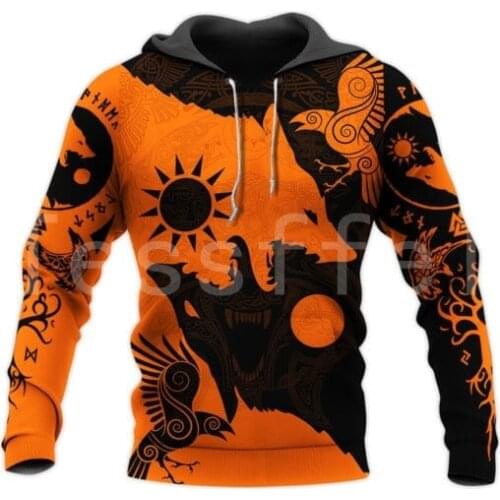 Tessffel Vikings Tattoo Warriors Viking God Odin Symble NewFashion Tracksuit 3DPrint Men/Women Funny Casual Pullover Hoodies A-7