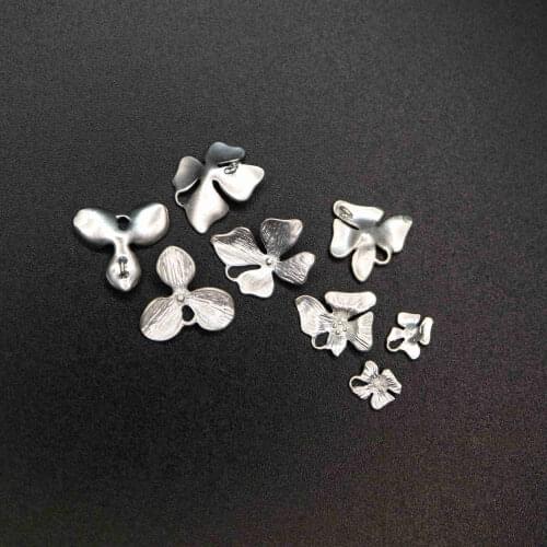 Clearance 6Pcs Vintage style matte silver plated brass orchid flower pendant charm DIY earrings supplies 1800485