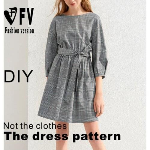 Falling Shoulder Casual Dress Pattern Womens Lantern Sleeve Sewing Clothes Pattern BLQ-383