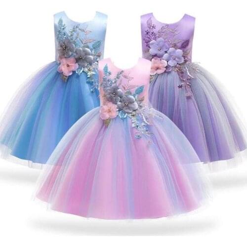 Flower Girls Dress Elegant New Year Princess Dress Wedding Gown Kids Dresses for Girls Birthday Party Clothing Vestido Wear