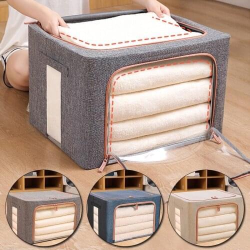 Thicken Quilt Storage Bag Home Wardrobe Storage Box Transparent Window Easy to Find Clothing Blanket Non Woven Storage Case