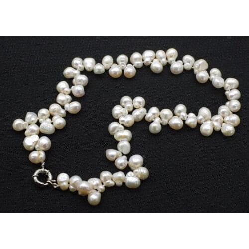 Freshwater pearl white unique baroque 10-12mm necklace 18inch FPPJ wholesale beads nature