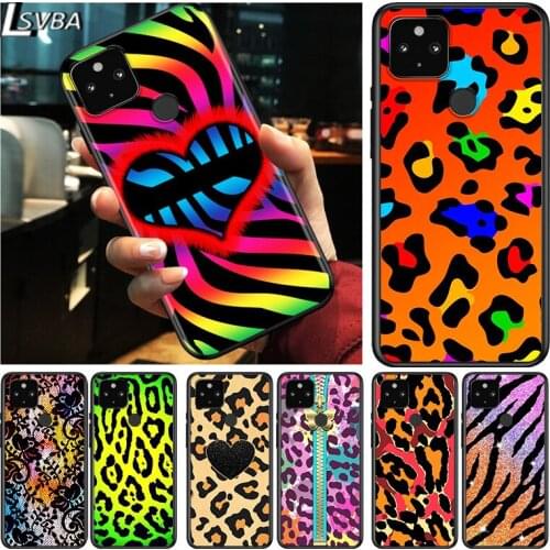 Leopard Cute Pattern Shockproof Cover for Google Pixel 5 4 5A 4A XL 5G Black Phone Case Shell Soft Fundas Coque Capa