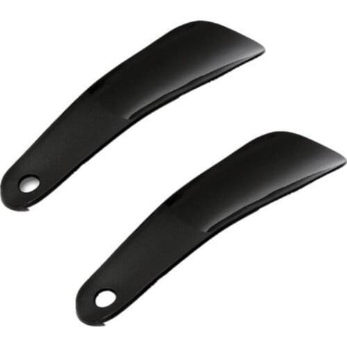 2Pcs Plastic Portable Shoe Horn Shoehorn Lifter Simple Flexible Sturdy Slip Black Spoon Shape Shoe Horn
