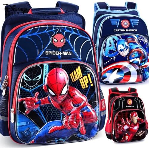 Disney Cartoon 3D Spider-Man Captain America Childrens Schoolbag Boy Kindergarten Schoolboy Backpack Fashion Waterproof bags