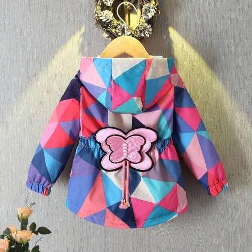 Spring Summer Autumn Girls jackets Fashion Childrens Thin Flower Hooded Jacket Baby Kids windbreake Kids Coat for Girls Baby
