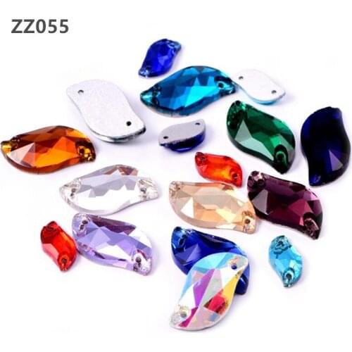 Special shape diamond S Shape Glass Colorful Sew On hole Rhinestones стразы Glitter Rhinestones for clothing Wedding Dress ZZ055