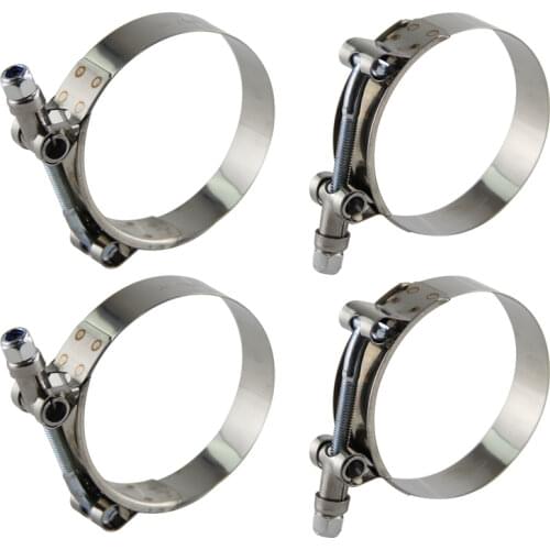 4pcsx 2.5" Inch / 63mm ID Stainless Steel T-Bolt Silicone Hose Clamps (67-74mm)