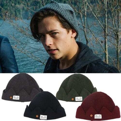Hot Topic Adult Riverdale Jughead Jones Cosplay Beanie Cap Warm Winter Hats Crown Knitted Cap Embroidery Hat