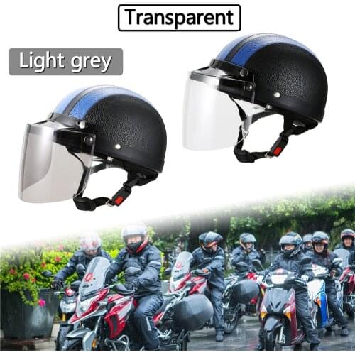 1pc Motorcycle Helmets Windproof 3-Snap Visor Lens Shield Flip Up Down Open Face Anti Glaring Windshield Lens Decor for Harley