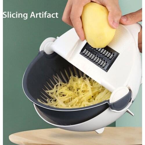Magic Multifunctional Rotate Vegetable Cutter With Drain Basket Kitchen Veggie Fruit Shredder Grater Slicer Drop Shippingkitchen