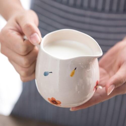 Japanese Ceramic Milk Pot with Pointed Mouth Nordic Color Hand Painted European Milk Can Milk Cup Coffee Pot Tea, Juice Pot