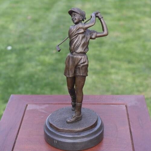 Female golf sports series copper sculpture like copper crafts business gift Home Furnishing decoration decoration