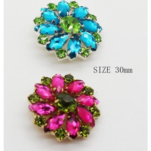 ZMASEY Sale Price 30mm Buttons For Clothing 5Pcs/Lot Sewing Rhinestone Button Handwork Decoration Two Color