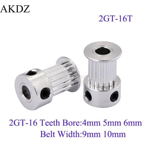 GT 16 teeth 2GT Timing Pulley Bore 4/5/6mm for GT2 Open Synchronous Belt Width 6mm/9/10mm Small Backlash 16Teeth 16T