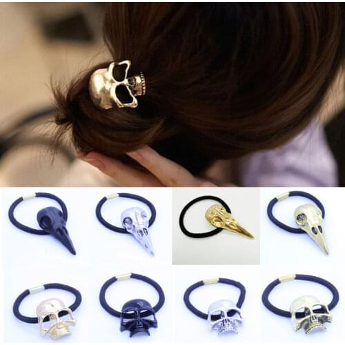 1 Pc Women Punk Gothic Raven Skull Crow Hair Rope New Fashion Hair Band Elastic hair tie gum women girls Hair Accessories