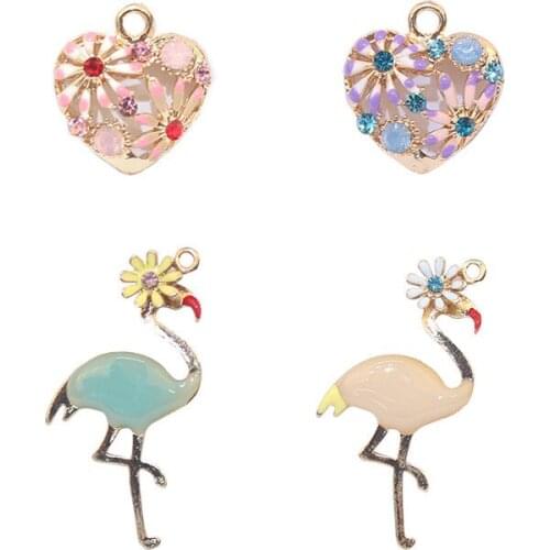 10pcs/Lot Humming Bird Heart Diy Handmade Oil Enamel Charms Design for Jewelry Making Earring Bracelet or Necklace