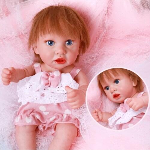 12 Inch 30cm Adorable Reborn Baby Doll Girl Full Vinyl Newborn Baby Dolls Lifelike Handmade Bonecas Toys With Blues Eyes Xmas
