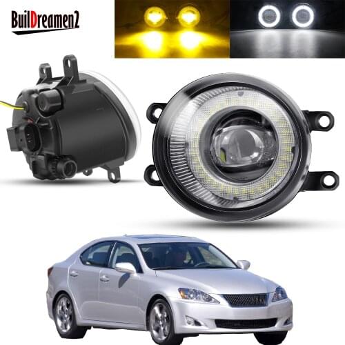 2 X Angel Eye Fog Light Assembly Car Front Bumper LED Lens Fog Driving Lamp DRL 12V For Lexus IS IS250 IS350 Saloon 2008-2013