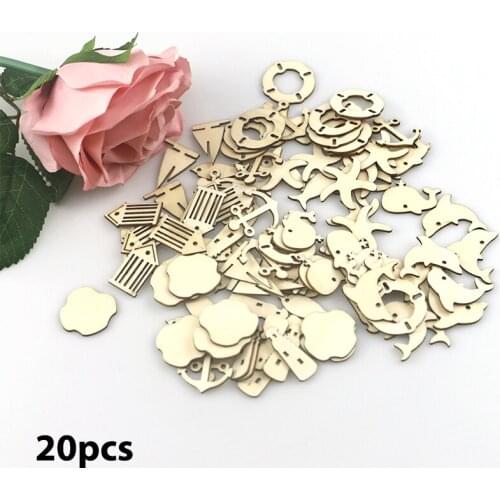 20pcs Dolphin lighthouse anchor starfish Wood Pendant decorative accessories DIY Handmade Accessories