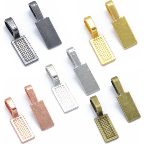 20pcs 26x8mm Vintage Alloy Glue Paste On Jewelry Bails Rectangle Shape DIY Making Pendants Cabochon Charms jewelry Finding