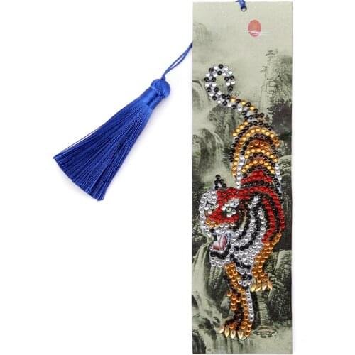 5D Diamond Painting Bookmark Diamond Embroidery Craft Tassel Book Marks for Books Tiger Mountain Christmas Gifts
