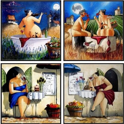 5D DIY Diamond Painting Cute Cartoon Fat Woman Sexy Ladies Home Decor Full Diamond Embroidery Cross Stitch Diamond Mosaic Gift