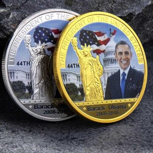 US American 44th President Barack Obama Silver / Gold Plated Eagle Commemorative Coin