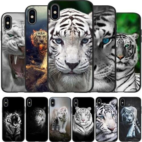 White tiger black Silicone Phone Case For iPhone 12 XR XS Max 5 5S SE 2020 6 6S 7 8 PLUS X 11Pro Max 11 Cover