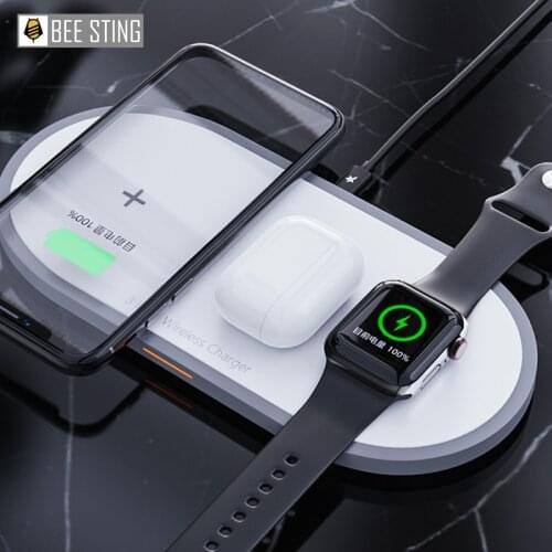 3 in1 Wireless Charger for iphone 12 Pro 11XS Max XR for Apple Watch 2 3 4 5 Airpods Pro Fast Charger Stand For Samsung S21