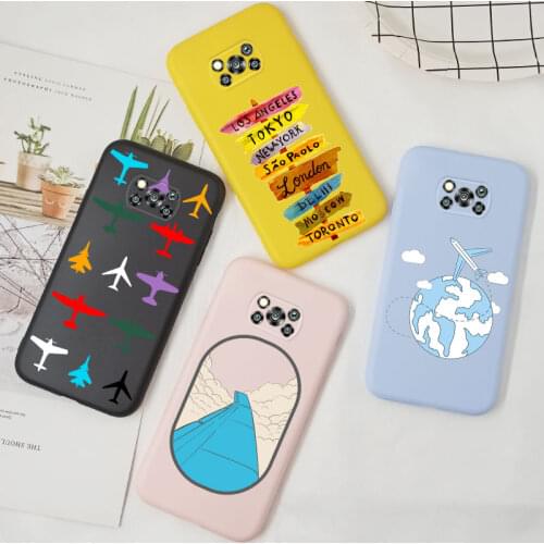 Airplane Case For Xiaomi Poco X3 Cover Silicone TPU Bumper Case Travel Map For Xiomi Poco X3 Pro NFC Phone Case Bag