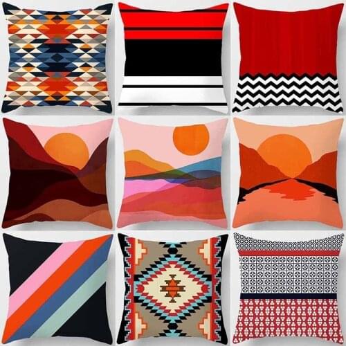 Impressionist Landscape Sunset Pattern Decorative Pillowcase 45x45cm Polyester Sofa Car Bed Cushion Cover Home Decoration