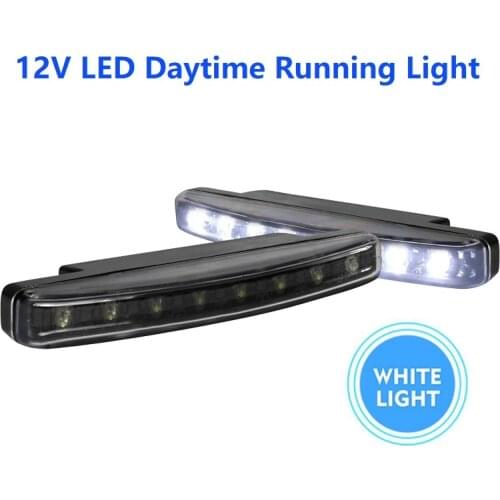 2x12V DC LED Daytime Running Lights 8LEDs Car Accessories Auto SUV Truck Driving Head Lamp Waterproof Turn Signal White Lighting